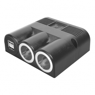 Surface-mounted triple socket PRO CAR with USB double socket